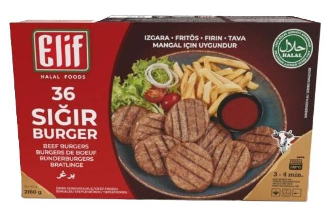 E121 : Elif  Burger De Boeuf 60Grx36 2160Gr ( 6Pc Par colis)