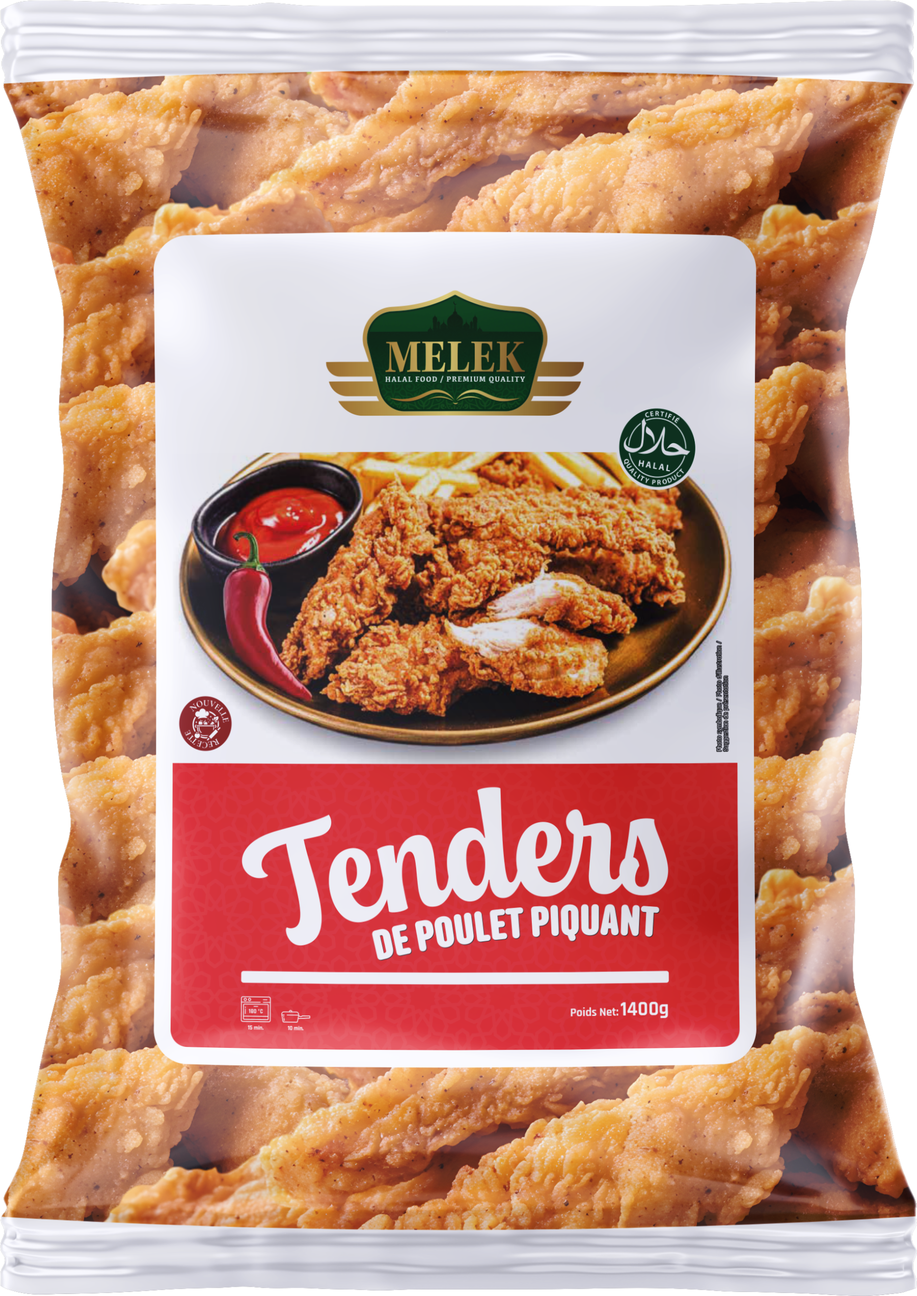 E243 : Melek Chicken Tenders Piquant 1400gr ( 4pc par colis ) 