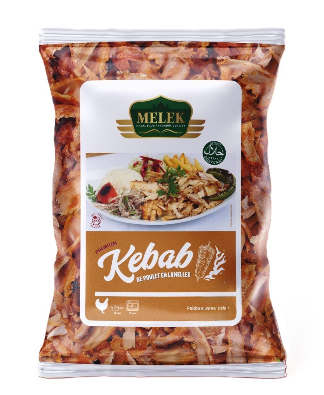 E300 : Melek Lamelle Kebab de Poulet 800gr ( 10pc par colis )