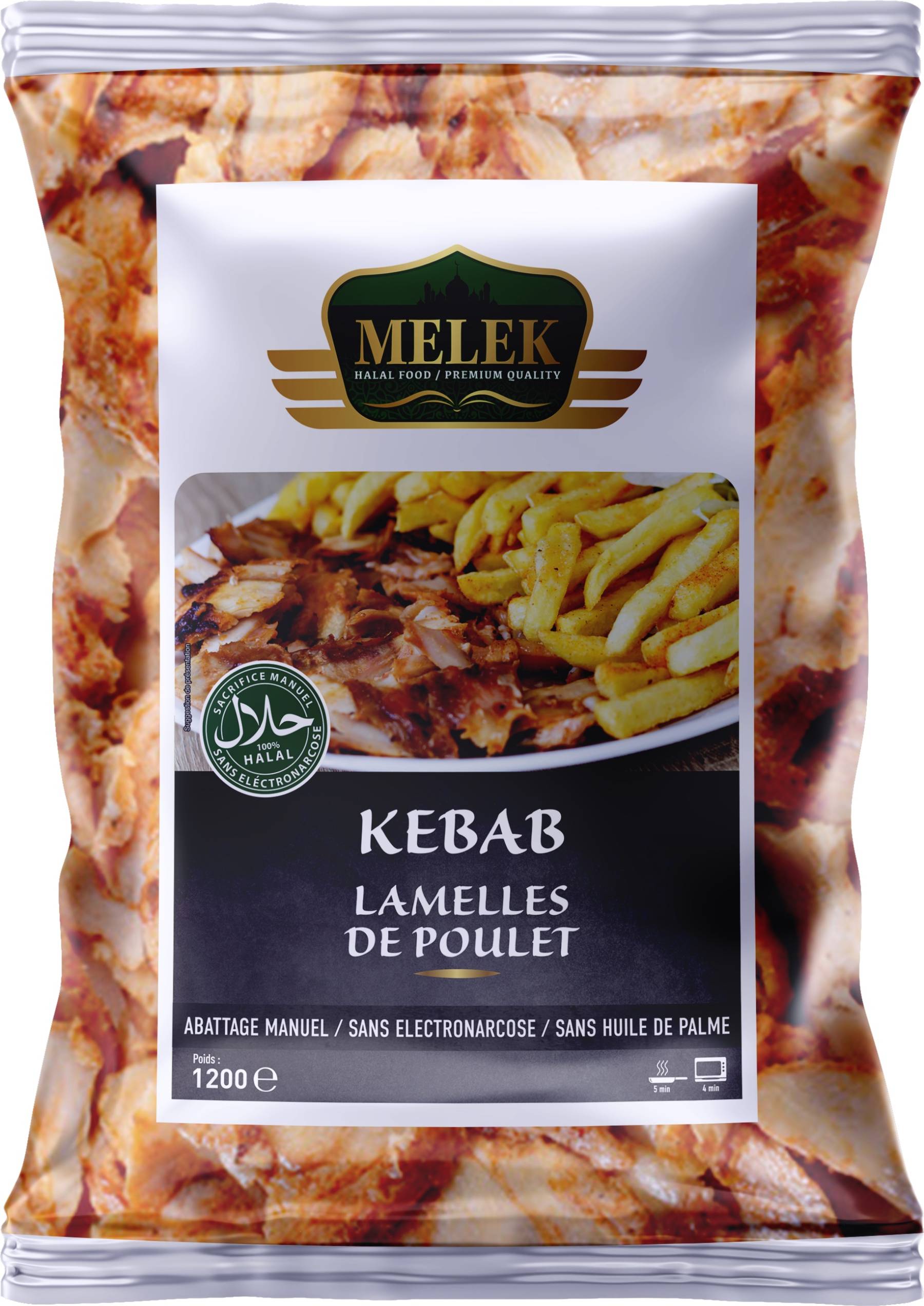 E302 : Melek lamelles kebab poulet 1200gr ( 7pc par colis ) 