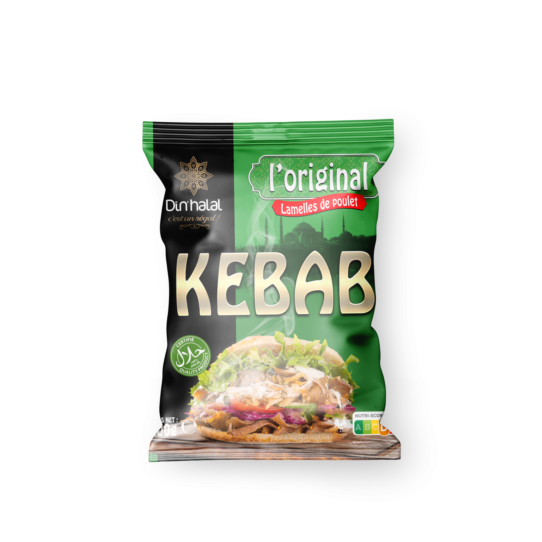 E732 : Din'Halal Kebab De Poulet l'Original  ( 10pc par colis )