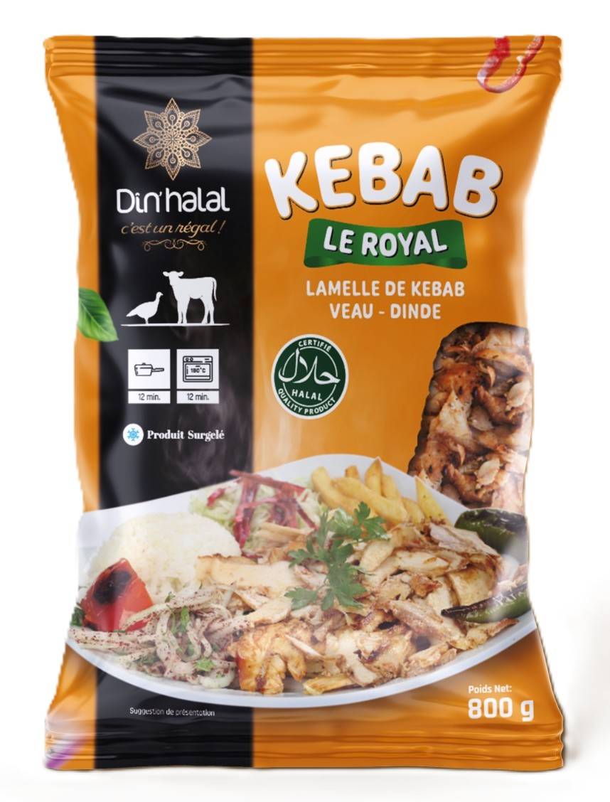E734 : Din'Halal Lamelle Kebab Veau Dinde ( 10pc par colis )
