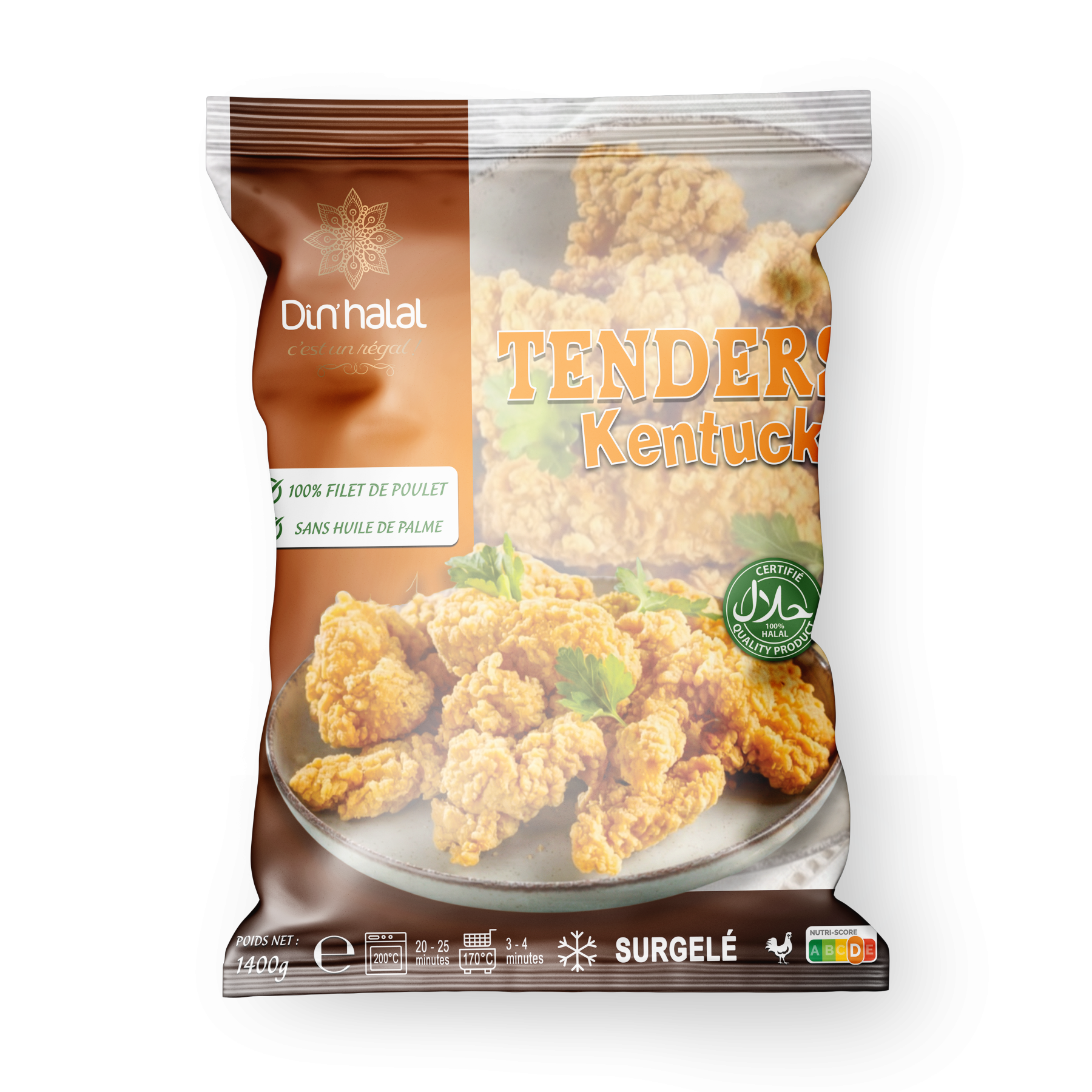 E700 : Din'Halal Tenders de Poulet Kentucky 1400gr ( 8 pc par colis )