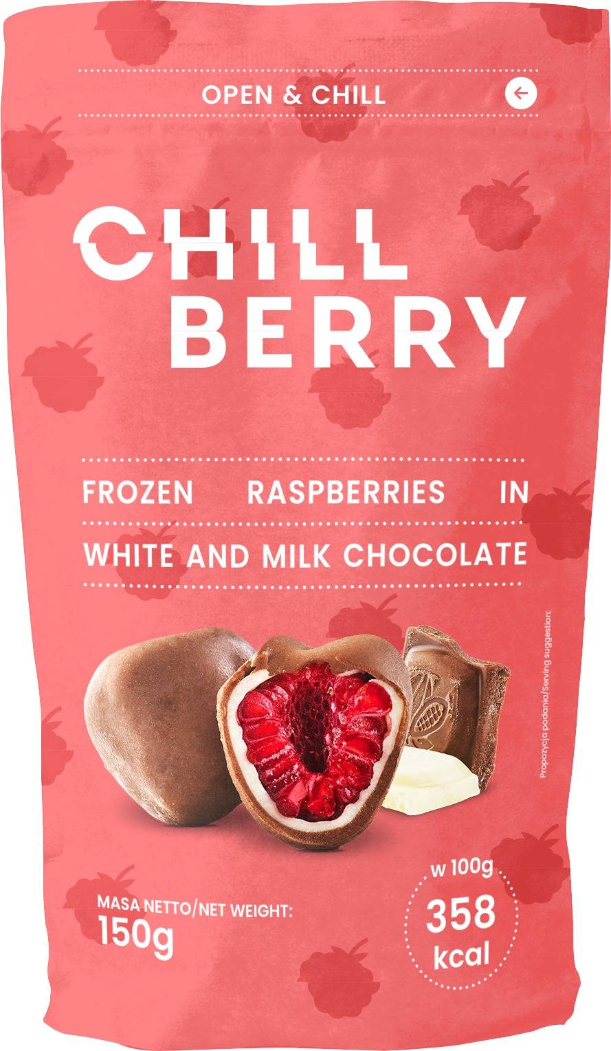 U150 : Chillberry Framboises au chocolat au Lait ( 24pc par colis ) 