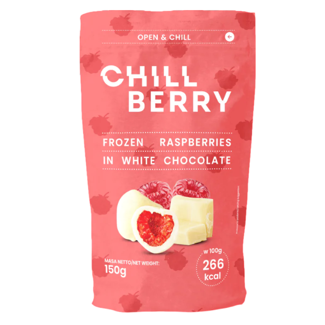 U152 : CHILLBERRY Framboise au Chocolat Blanc 150Gr (24Pc par colis)