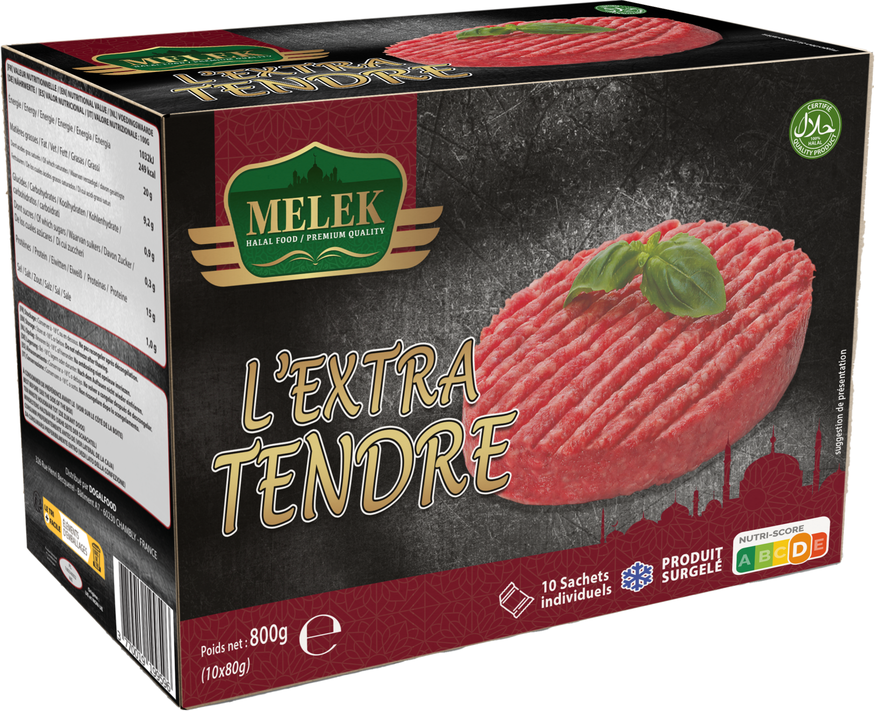 E784 : MELEK Burger Extra-Tendre 800Gr (9 Pc par colis)