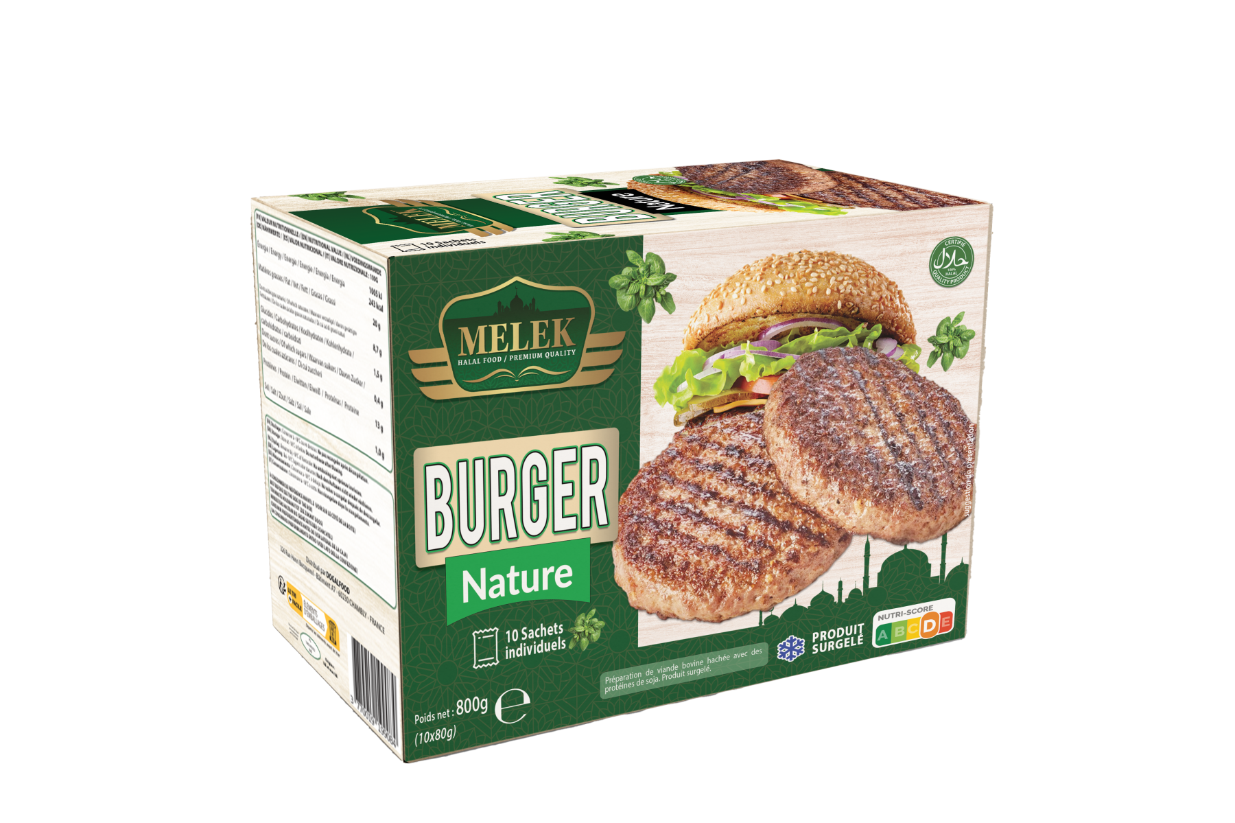 E781 : Melek Burger Nature 800Gr ( 9pc par colis ) 