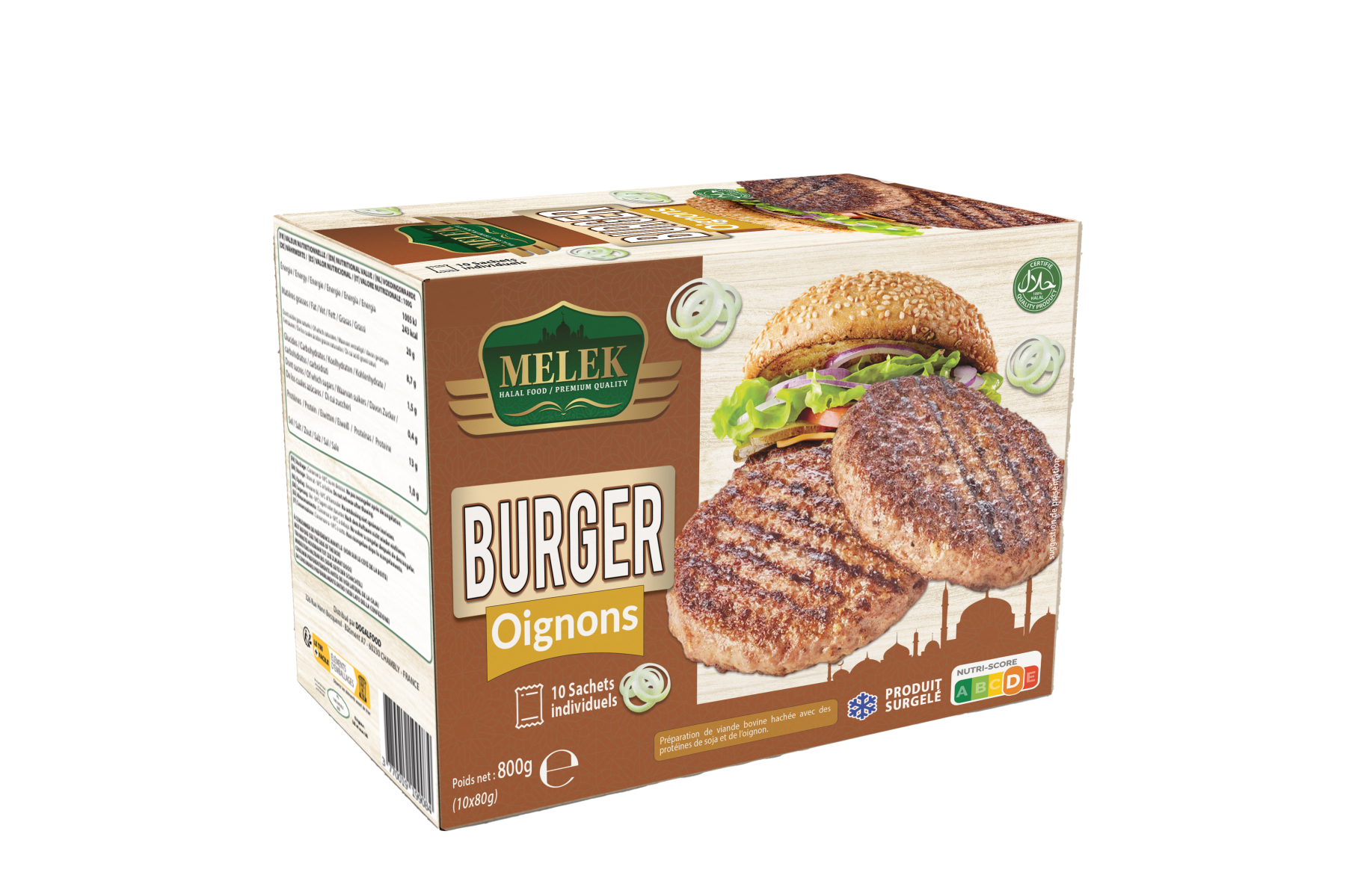 E783 : Melek Burger Oignon 800Gr ( 9pc par colis ) 