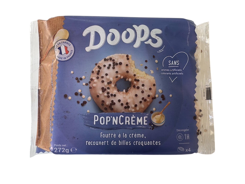 U182 : DOOPS Donuts Pop'N'Crème x4 272GR (10 Pc par colis)