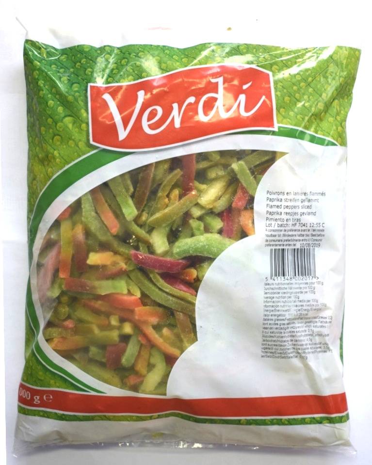 L161 : Verdi Poivrons Flamme Lanières 1KG (10 Pc par colis)