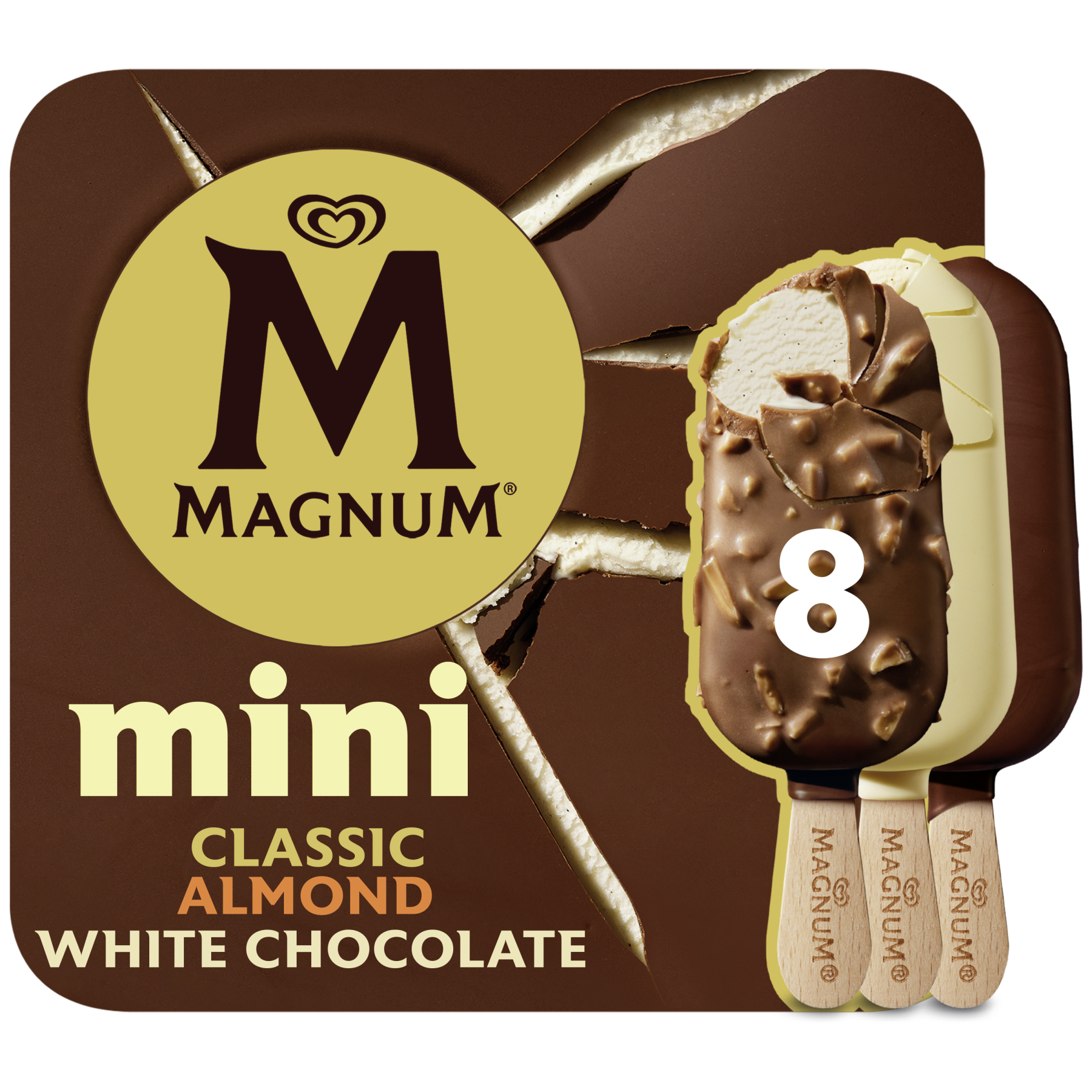 D140 : MAGNUM 8x Mini Classic Amande Chocolat Blanc 440G ( 6 Pc par colis)