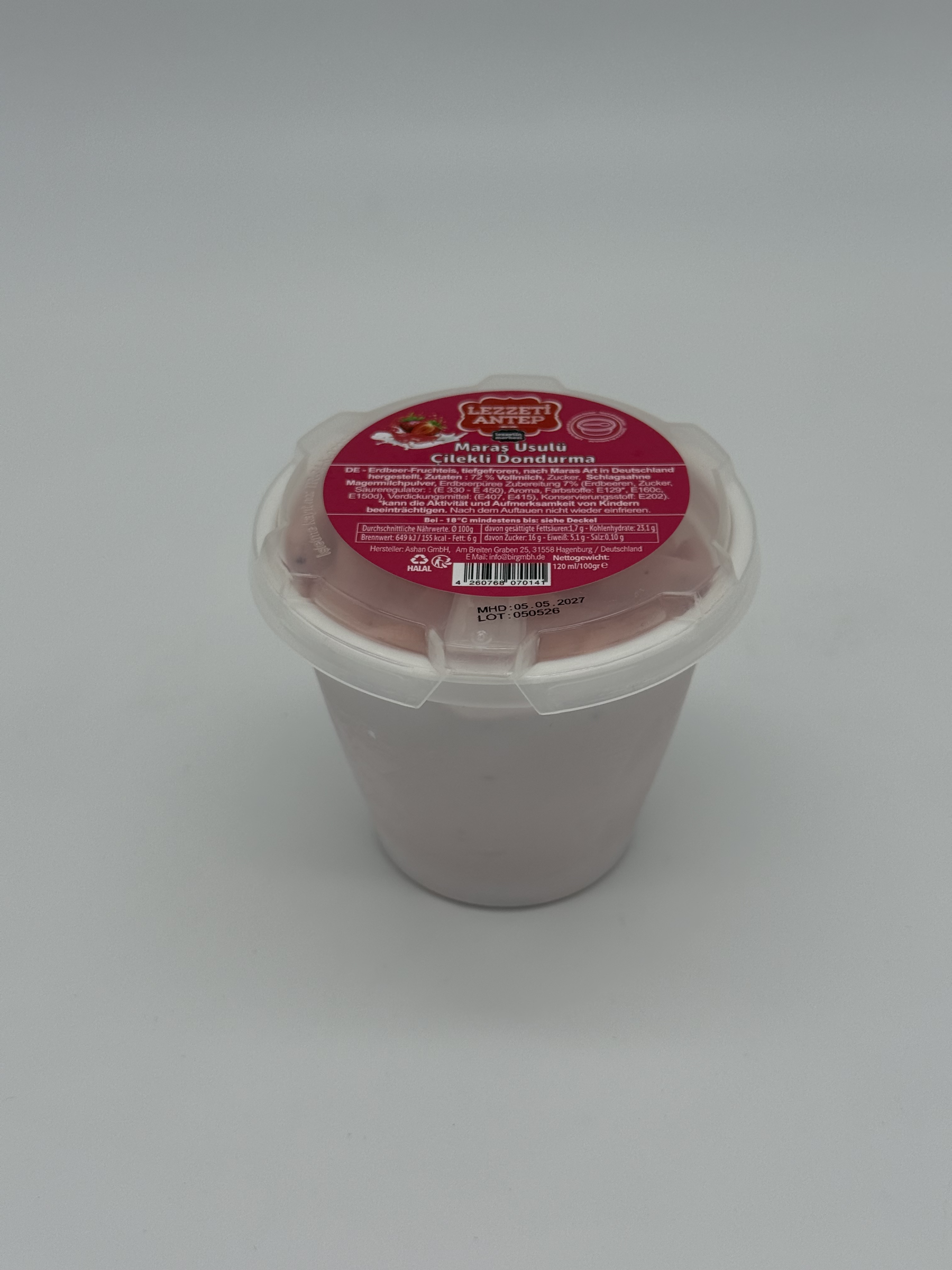 U107 : LEZZETI ANTEP Glace Maras Fraise 120ml (24pc par colis)