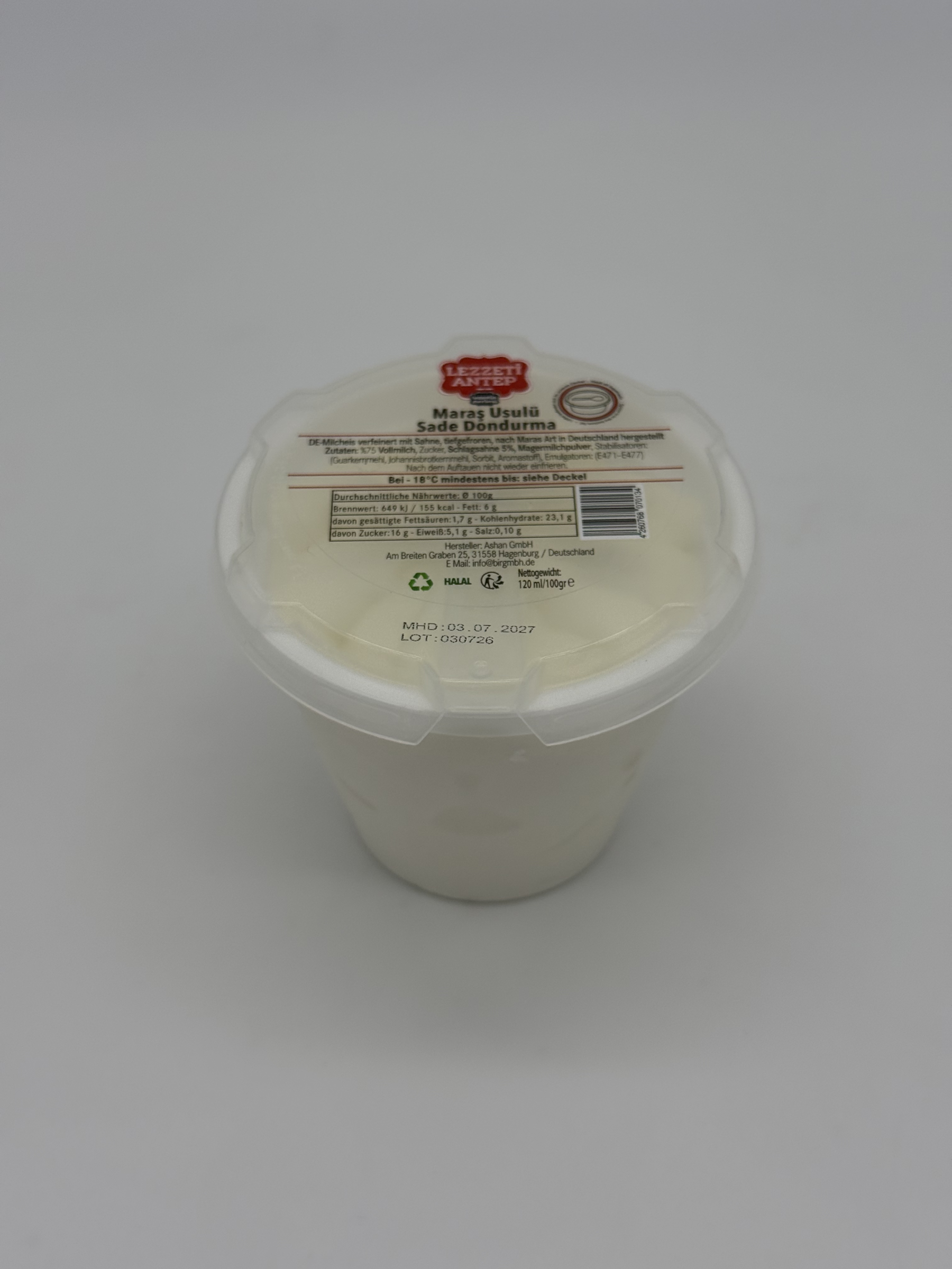 U108 : LEZZETI ANTEP Glace Maras Nature 120ml (24 Pc par colis)