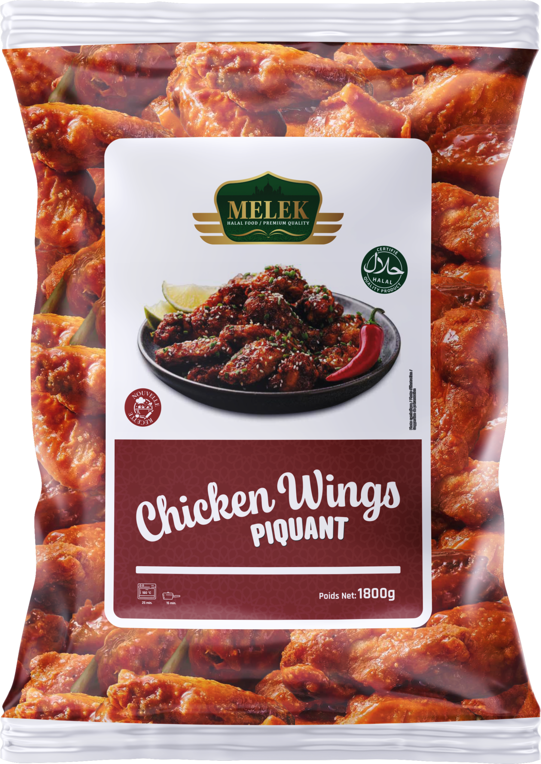 E235 : Melek Chicken Wings Piquants 1800gr ( 3pc par colis )