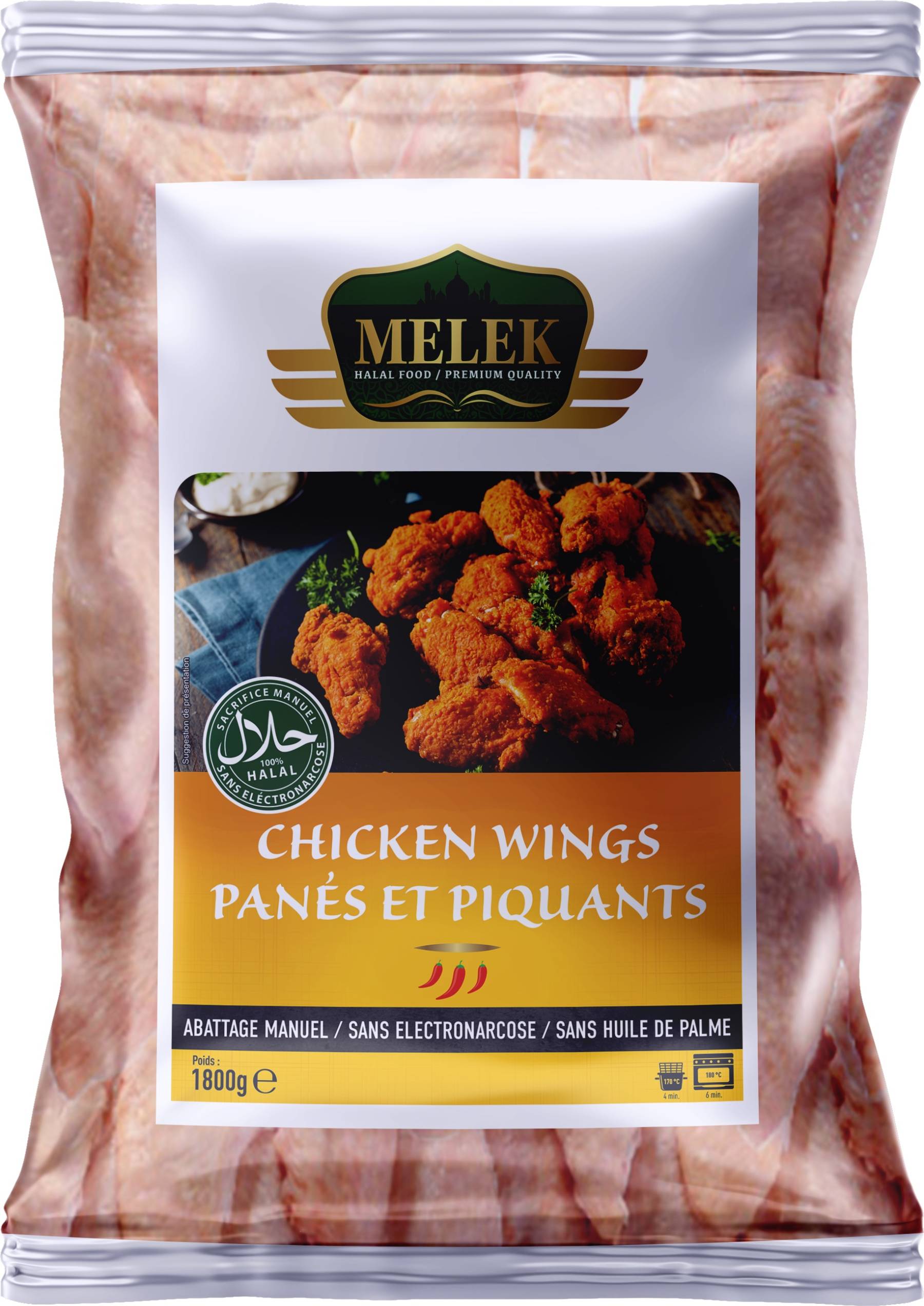 E236 : Melek Chicken wings panée et piquant 1800gr ( 4pc par colis ) 