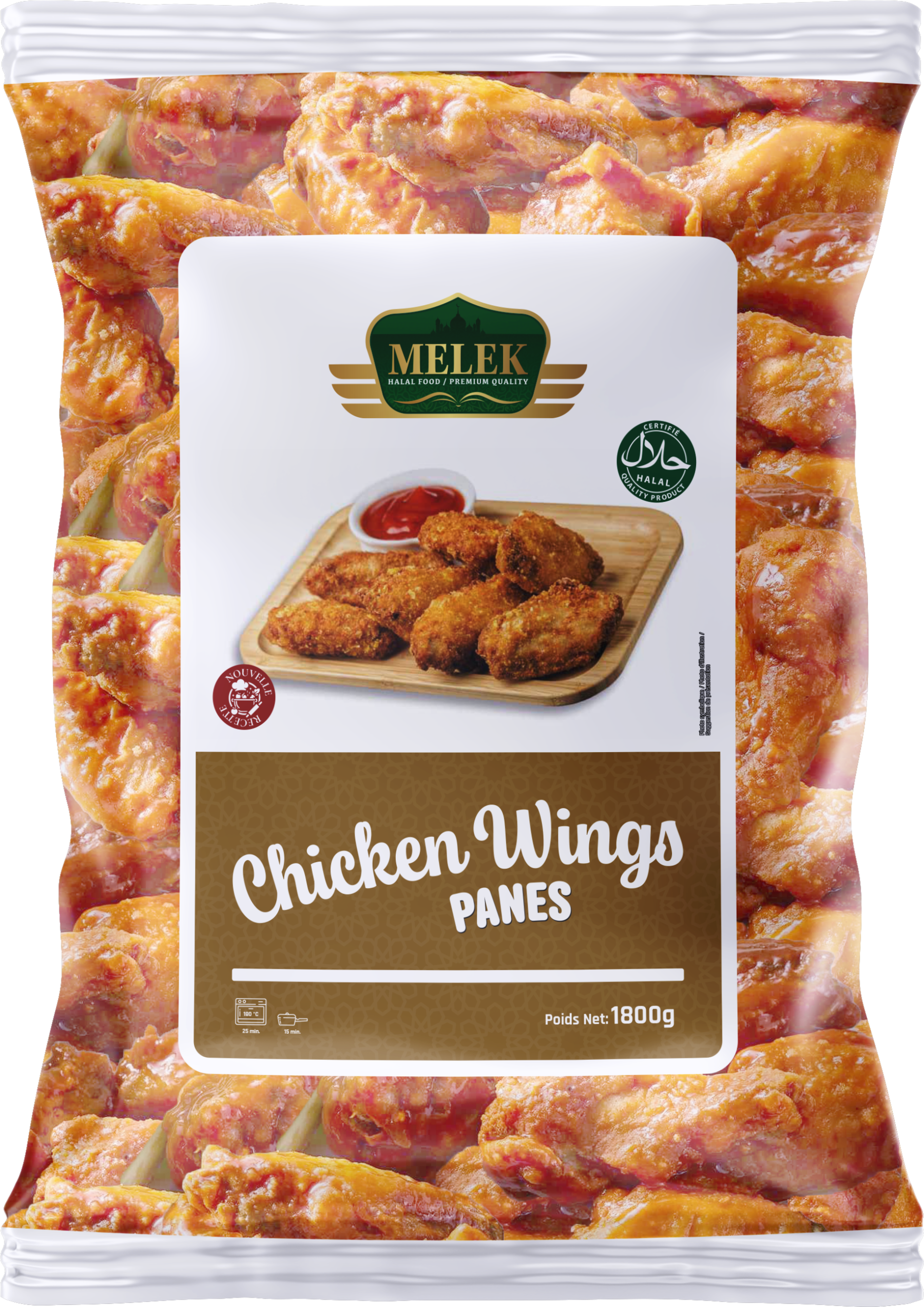 E236 : Melek Chicken Wings Panés 1800gr ( 3pc par colis ) 
