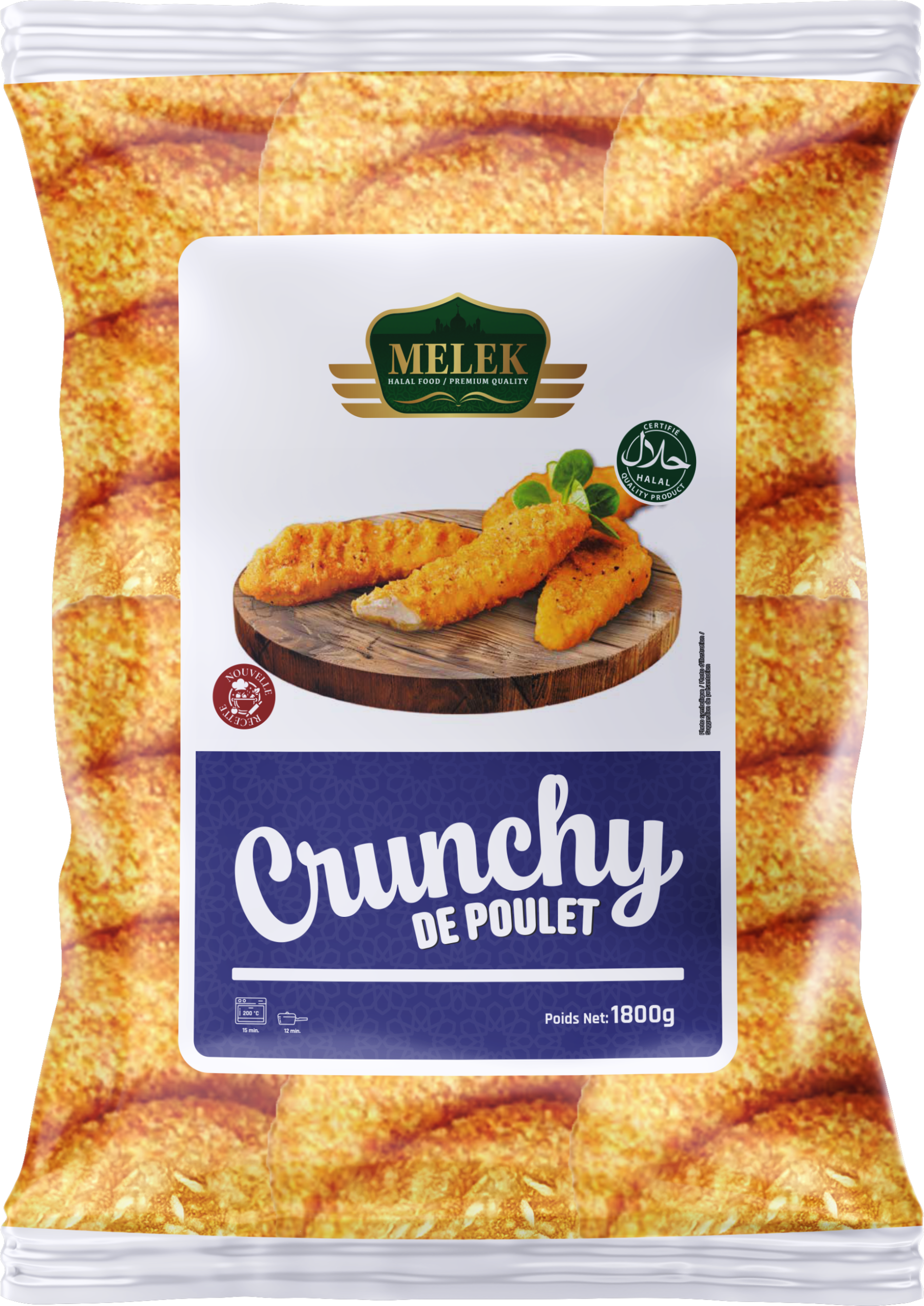 E222 : Melek Crunchy de poulet croustillant 1800gr ( 3pc par colis ) 