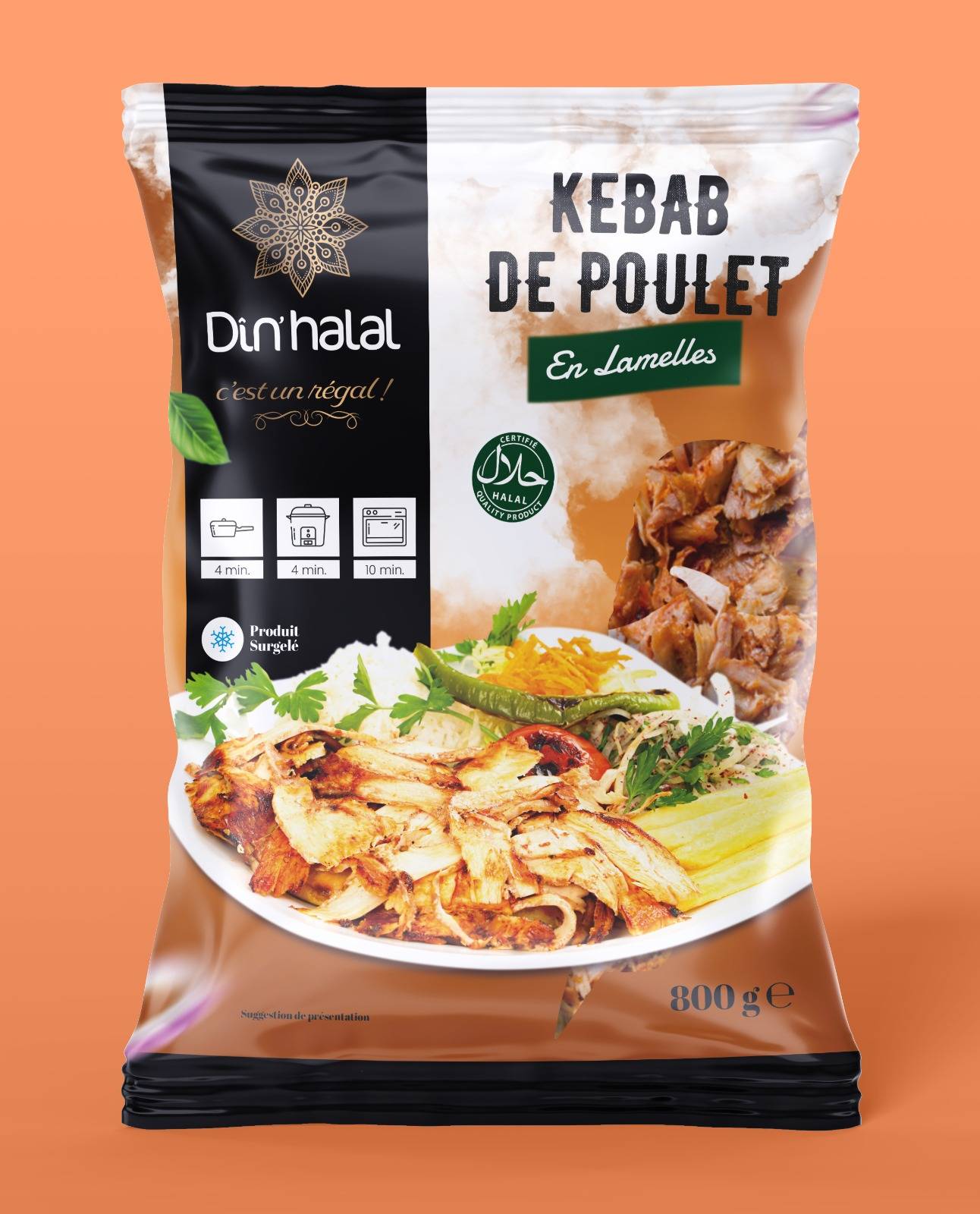 E731 : Din'Halal Kebab De Poulet en Lamelles 800Gr ( 10pc par colis ) 