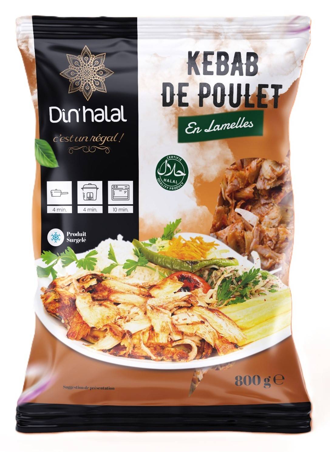 E731 : Din'Halal Kebab De Poulet en Lamelles 800Gr ( 10pc par colis ) 